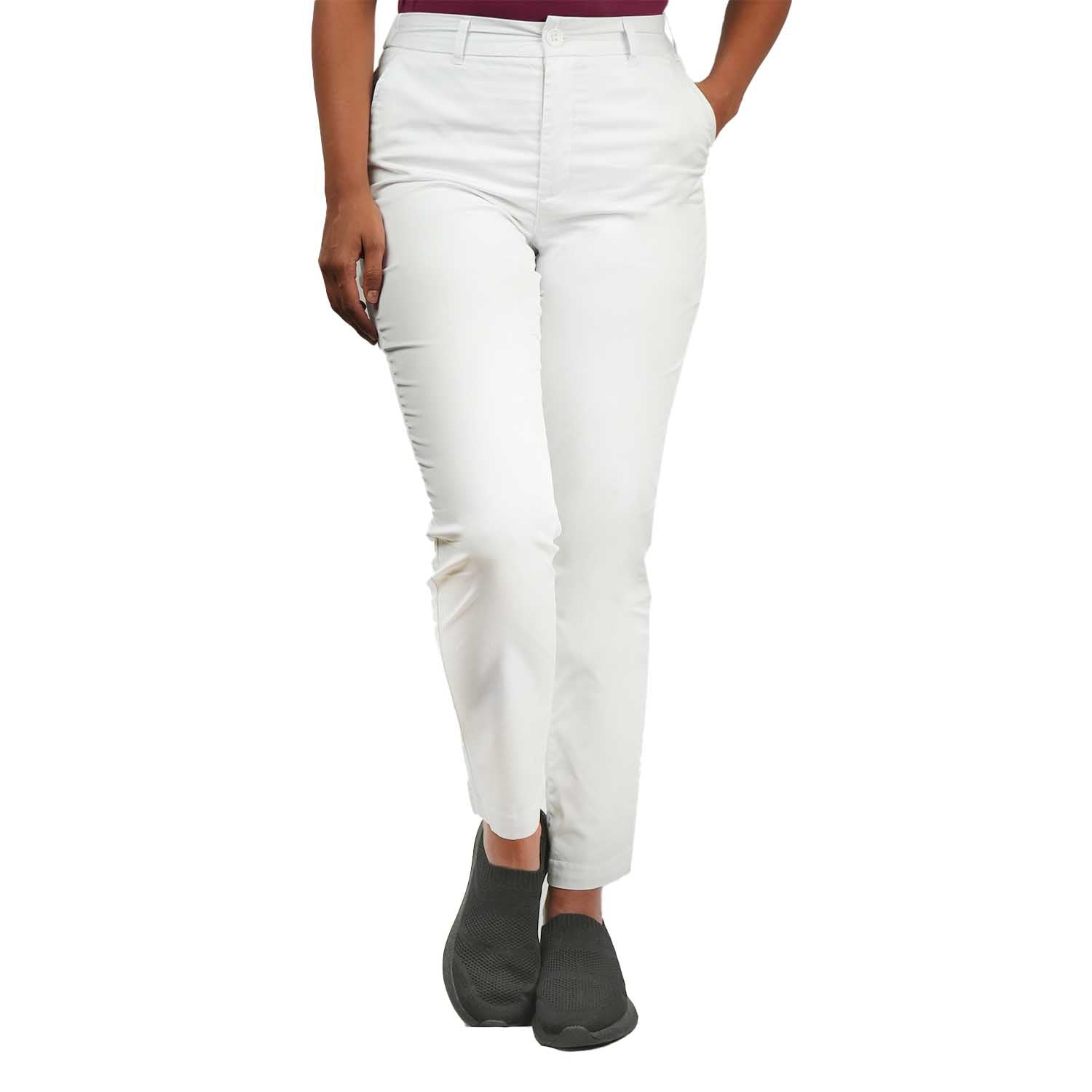 Women's High-Waist Cotton Blend Twill Tapered Pants