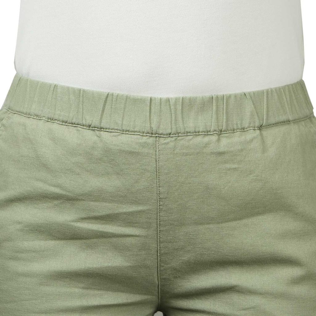 Women Linen-Cotton Tapered Pants - Elastic Waist, Mid-Rise Comfort