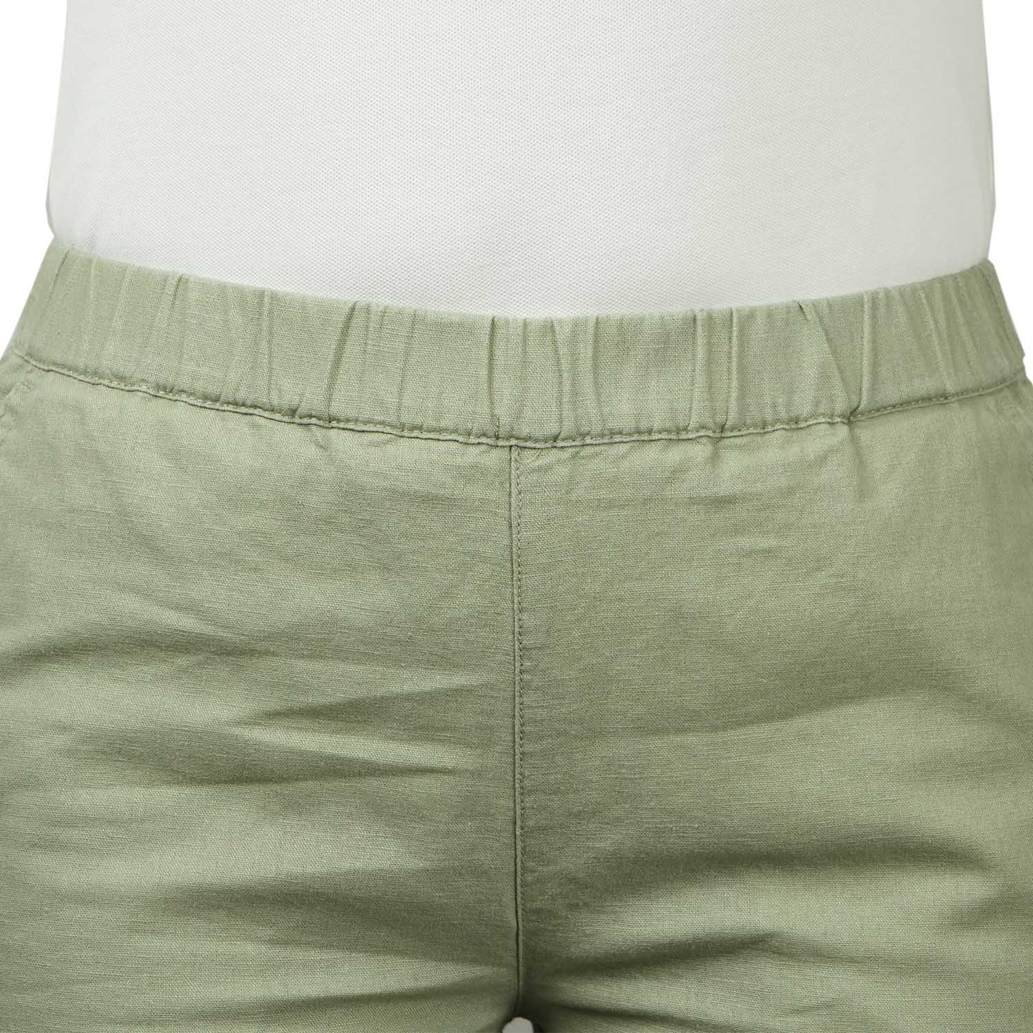 Women Linen-Cotton Tapered Pants - Elastic Waist, Mid-Rise Comfort