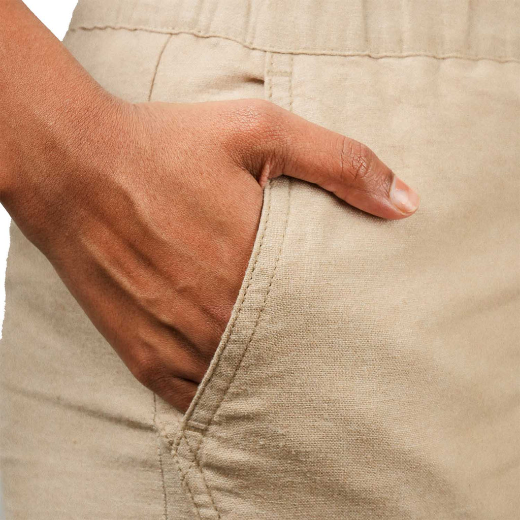 Women Linen-Cotton Tapered Pants - Elastic Waist, Mid-Rise Comfort