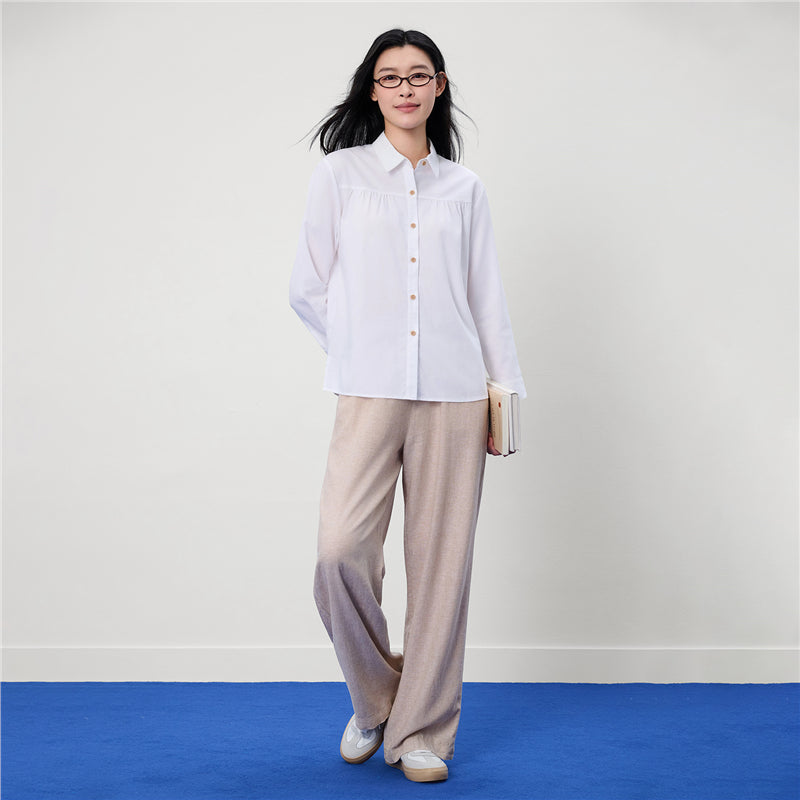 Women's Wide Leg Linen-Viscose Pants