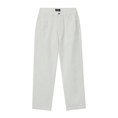 Women's High-Waist Relaxed Tapered Twill Jeans - Cotton Spandex Comfort
