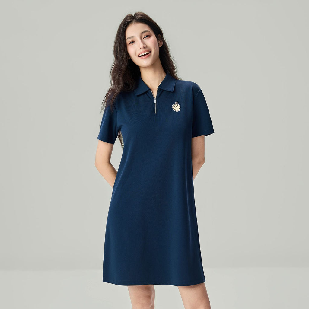 Women Chiikawa Cotton Pique Polo Dress