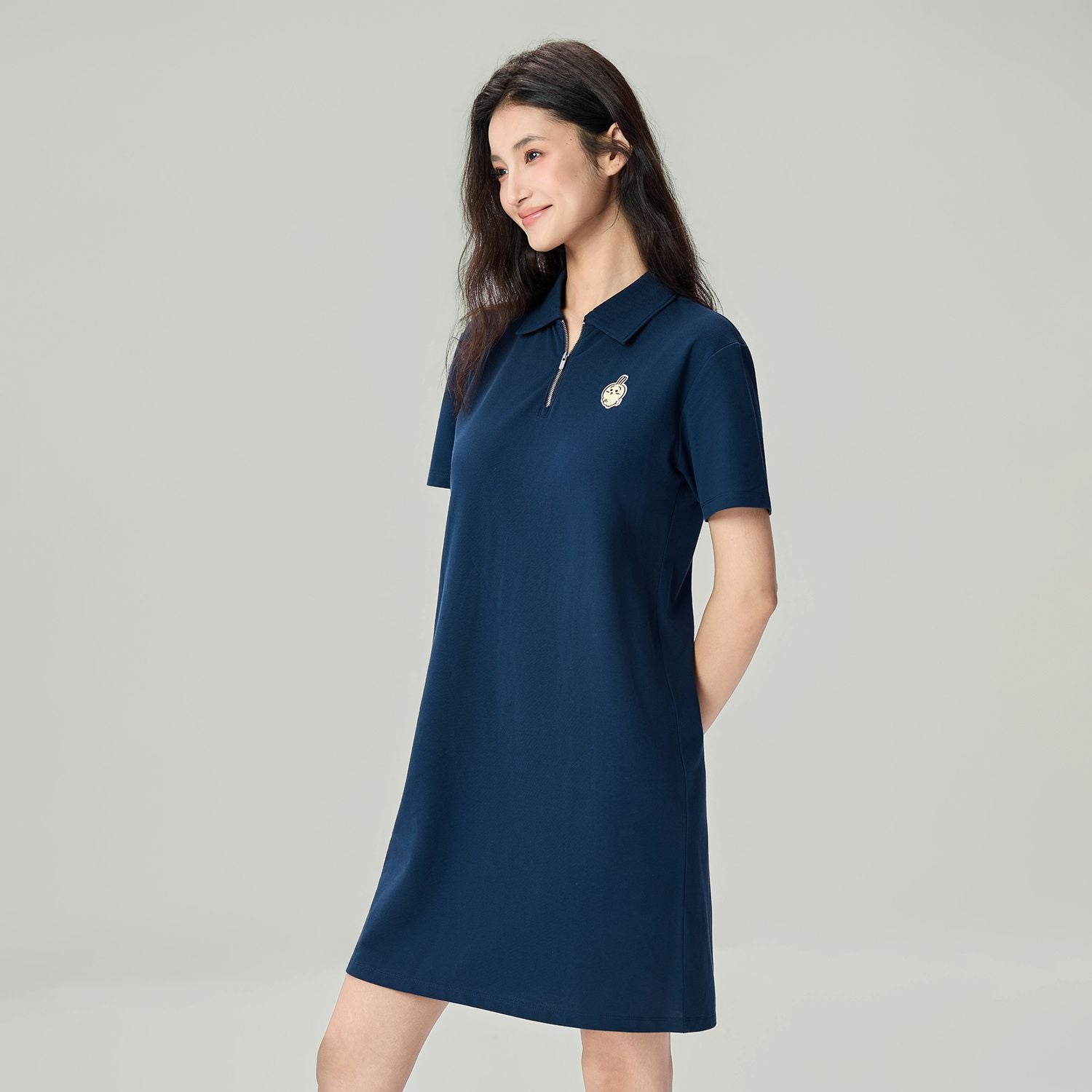 Women Chiikawa Cotton Pique Polo Dress