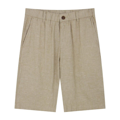 Giordano Men's Linen Cotton Bermuda Shorts: Slim Fit, Elastic Waist-Brown