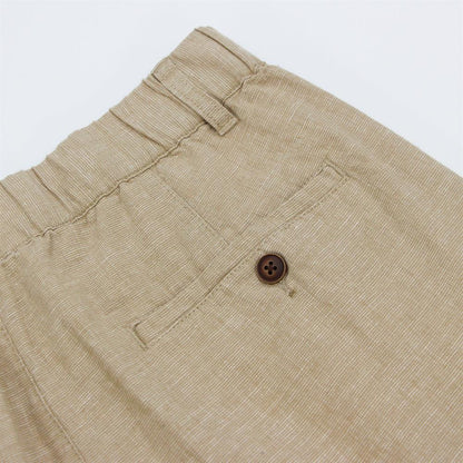 Men's Linen Cotton Bermuda Shorts: Slim Fit, Elastic Waist