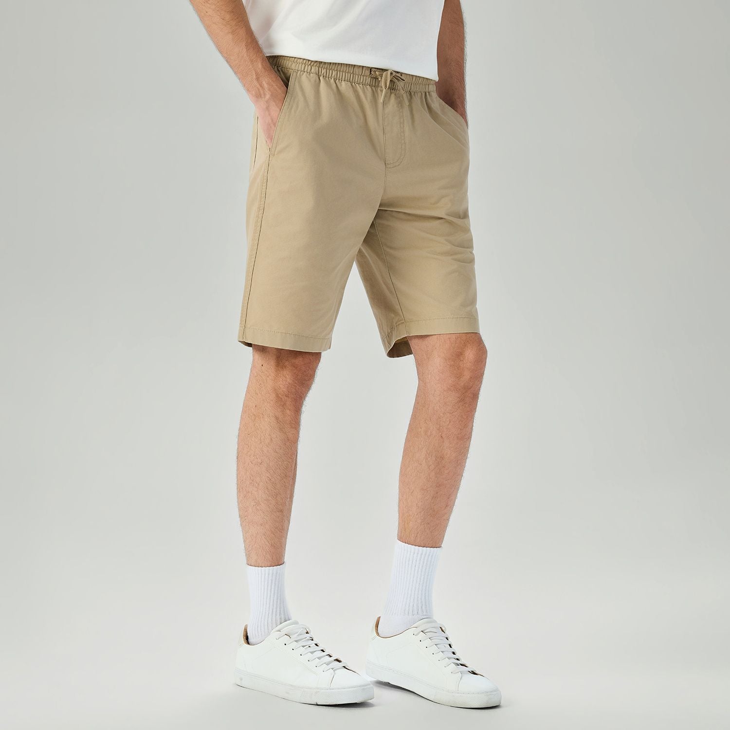 Men's Slim Peach Twill Elastic Shorts