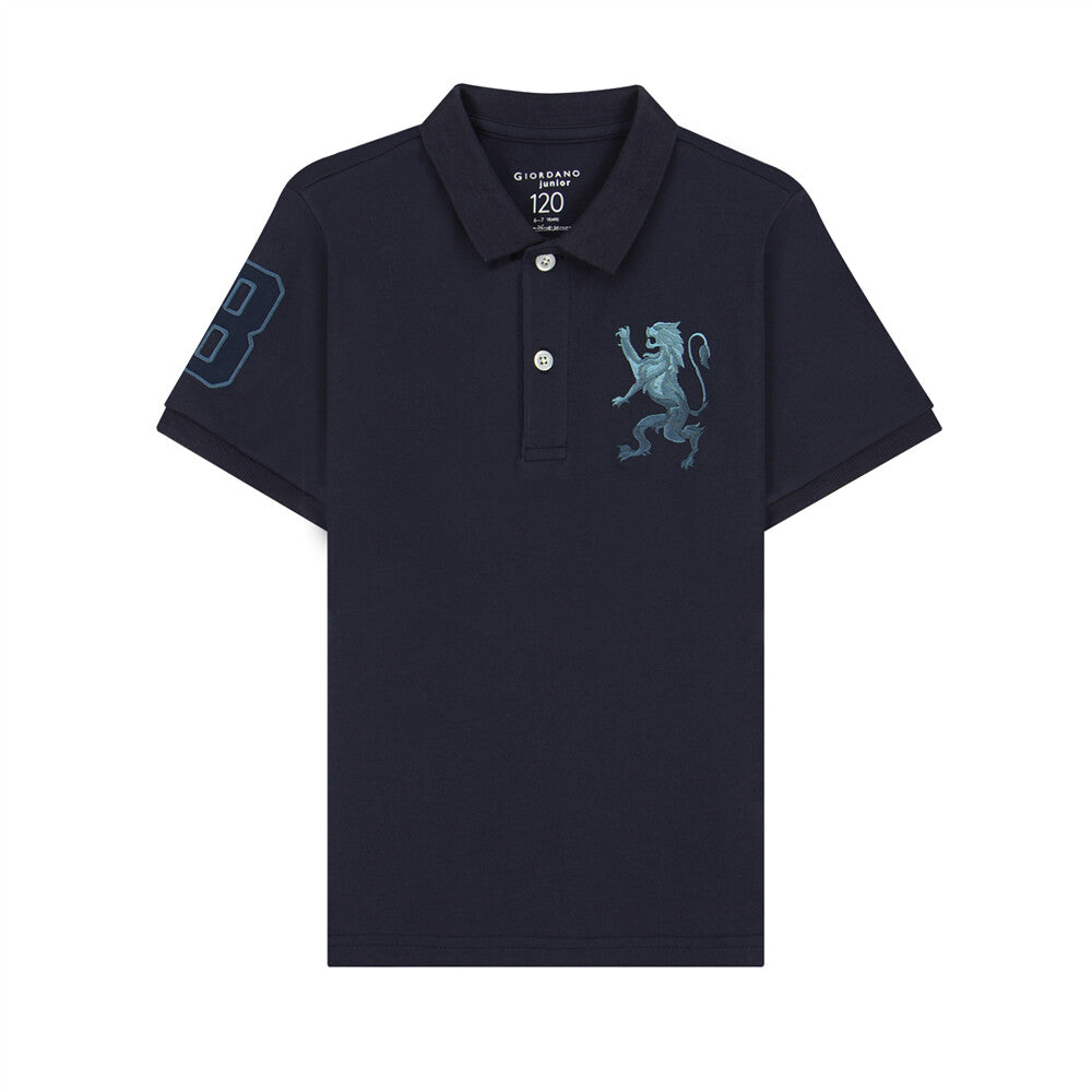 Giordano Junior Embroidery Short Sleeve Bold Polo-Blue