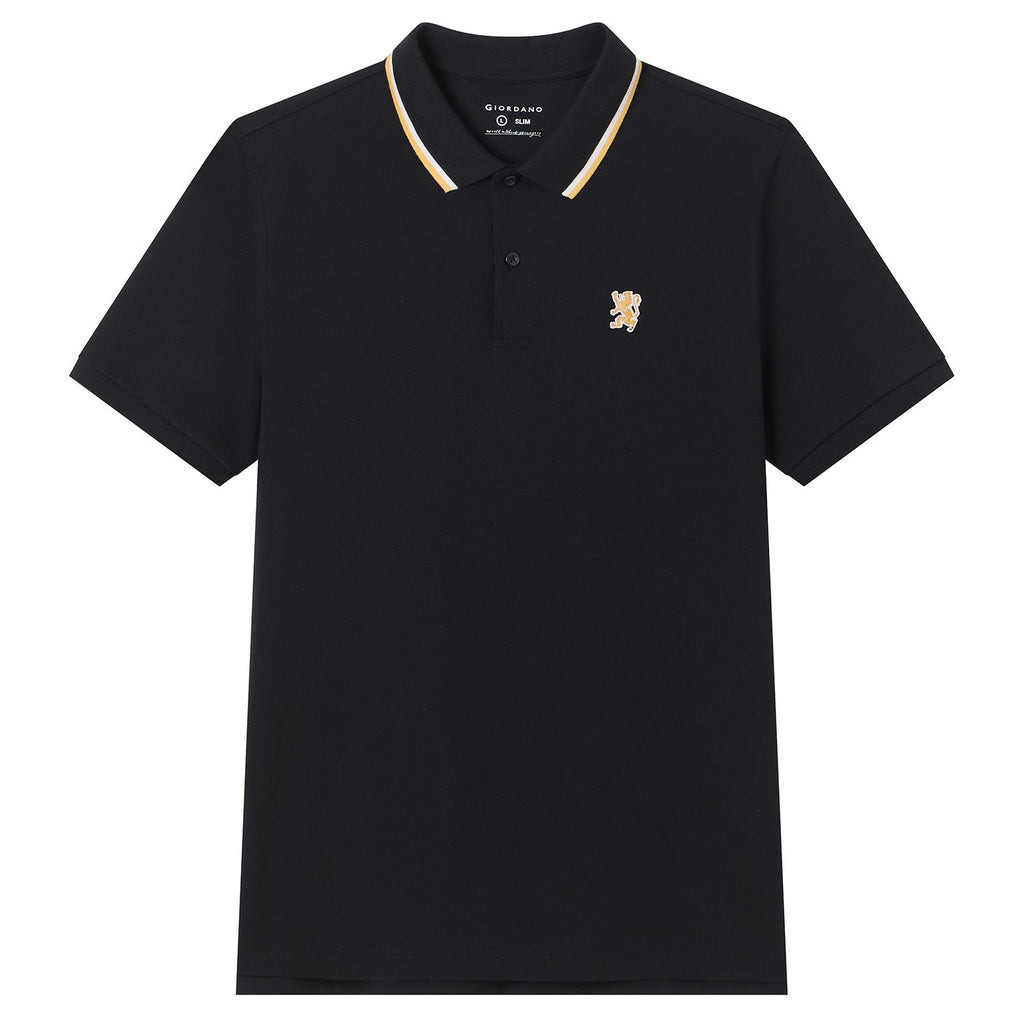 Men Slim Cotton Lycra Embroidered Polo