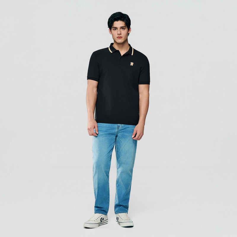 Men Slim Cotton Lycra Embroidered Polo