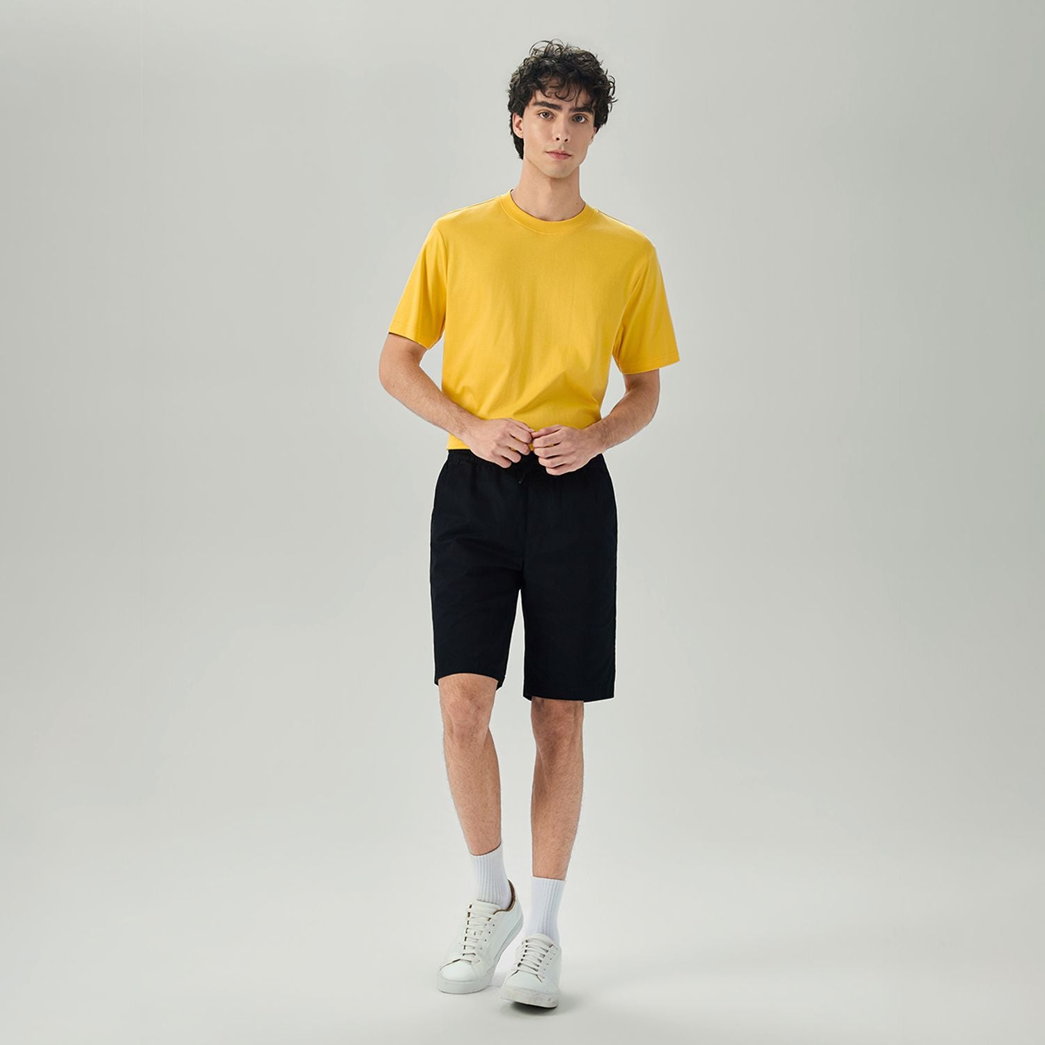 Men's Slim Peach Twill Elastic Shorts