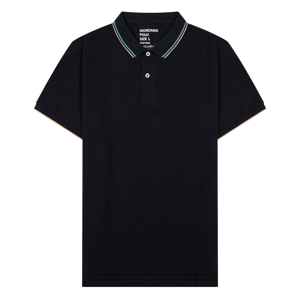 Giordano Men's Cotton Lycra Pique Slim Fit Polo-Blue