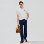 Men’s Slim Pique Polo with Flat with 3D Lion Embroidery