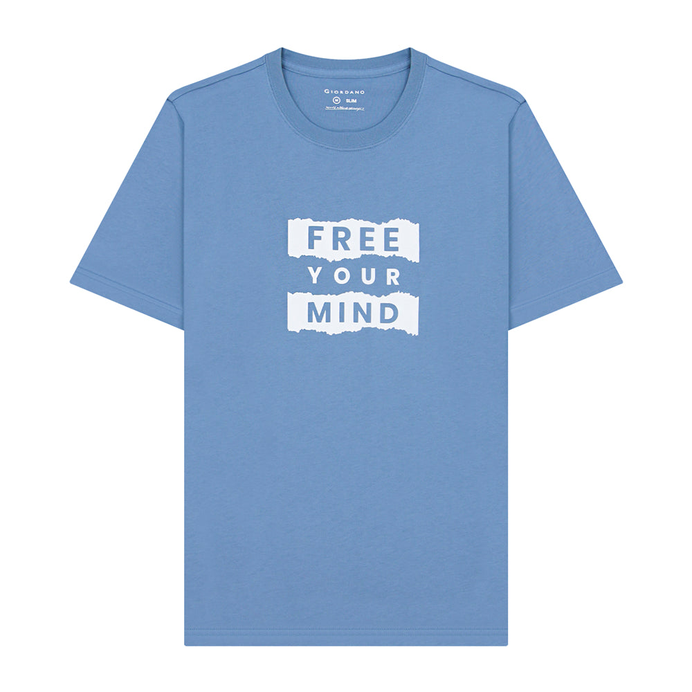 Men's Cotton Jersey Crew Neck Slim Fit Message Print Tee