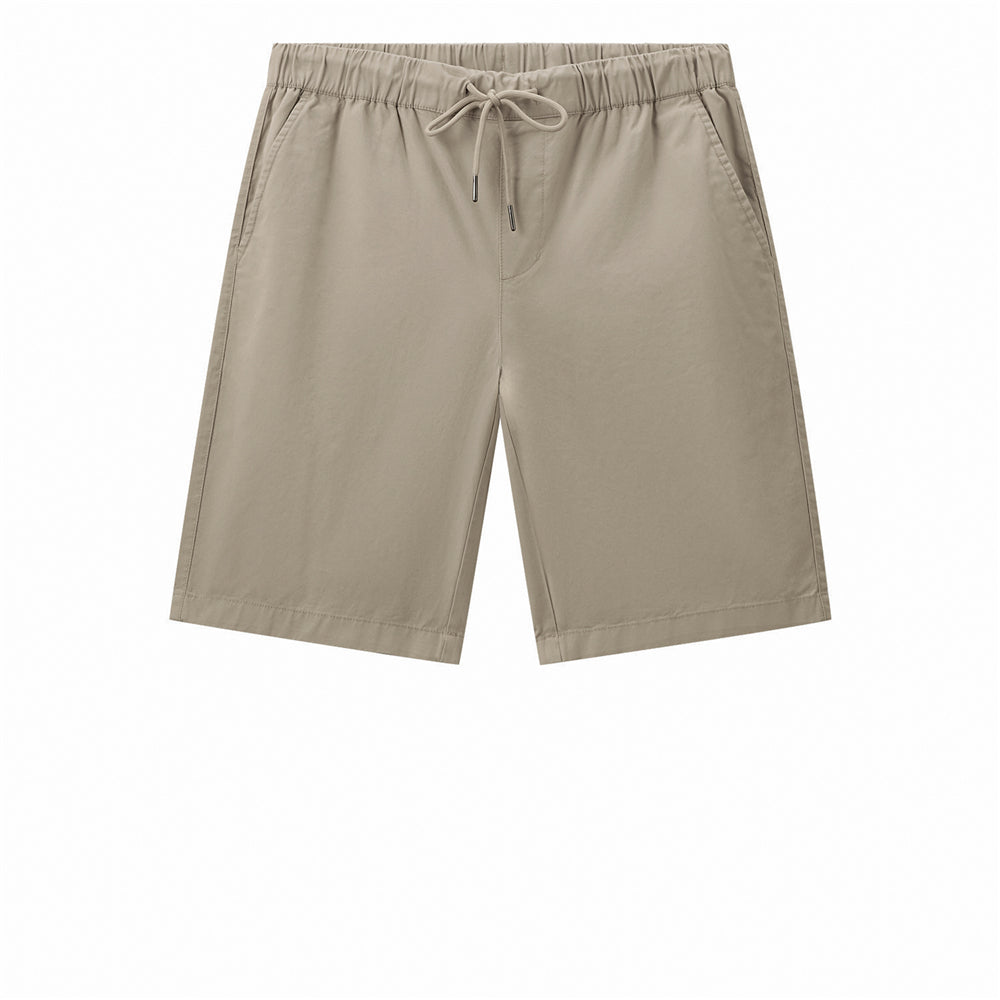 Men’s Relaxed Twill Mid-Rise Shorts with Elastic Waist
