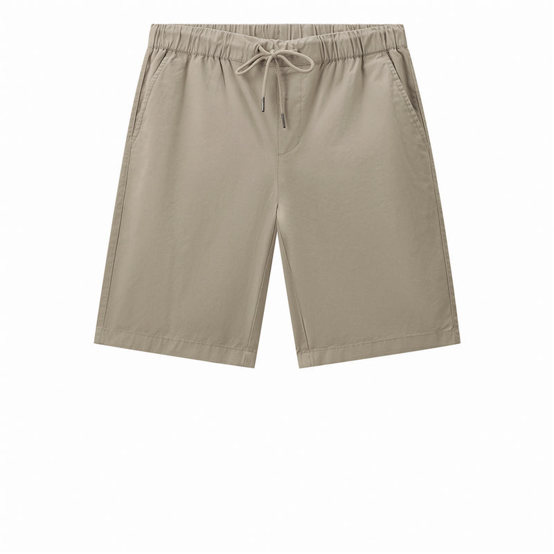 Men’s Relaxed Twill Mid-Rise Shorts with Elastic Waist