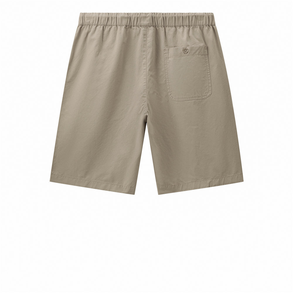 Men’s Relaxed Twill Mid-Rise Shorts with Elastic Waist