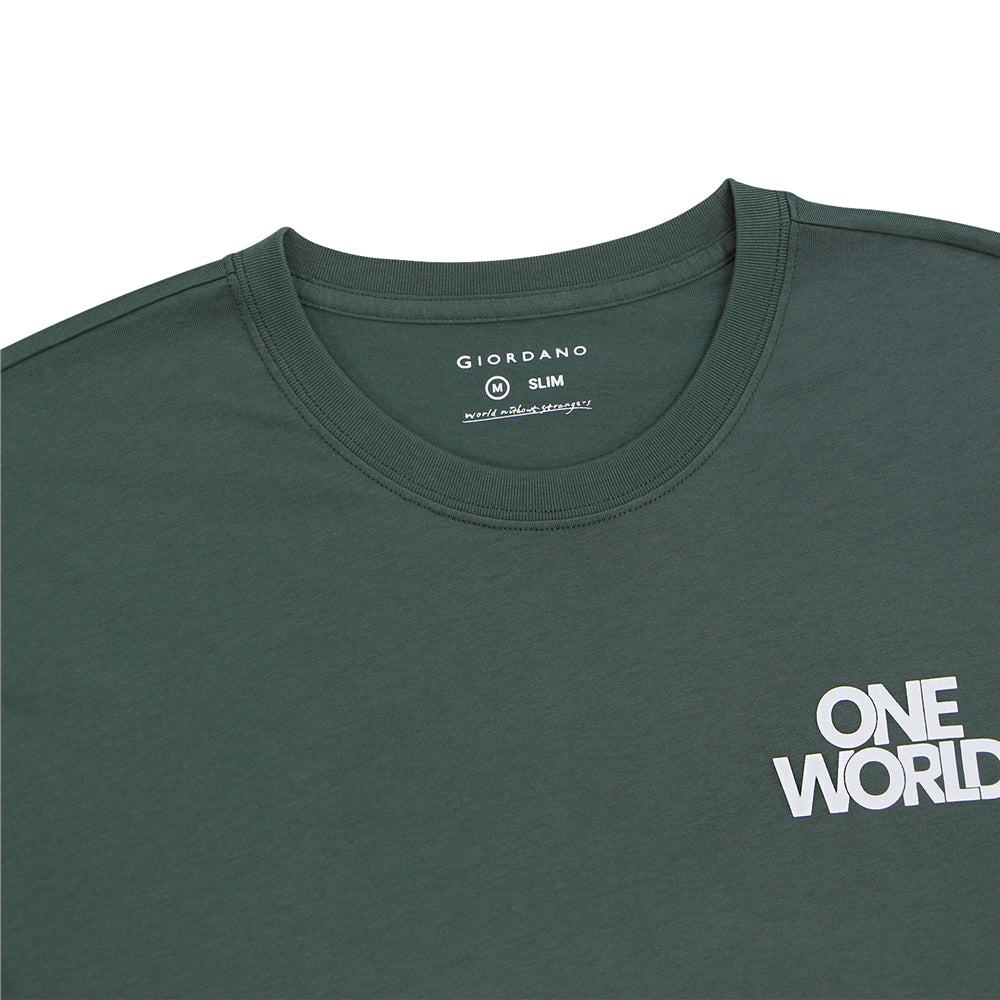 Men's Cotton Jersey Crew Neck Slim Fit Message Print Tee