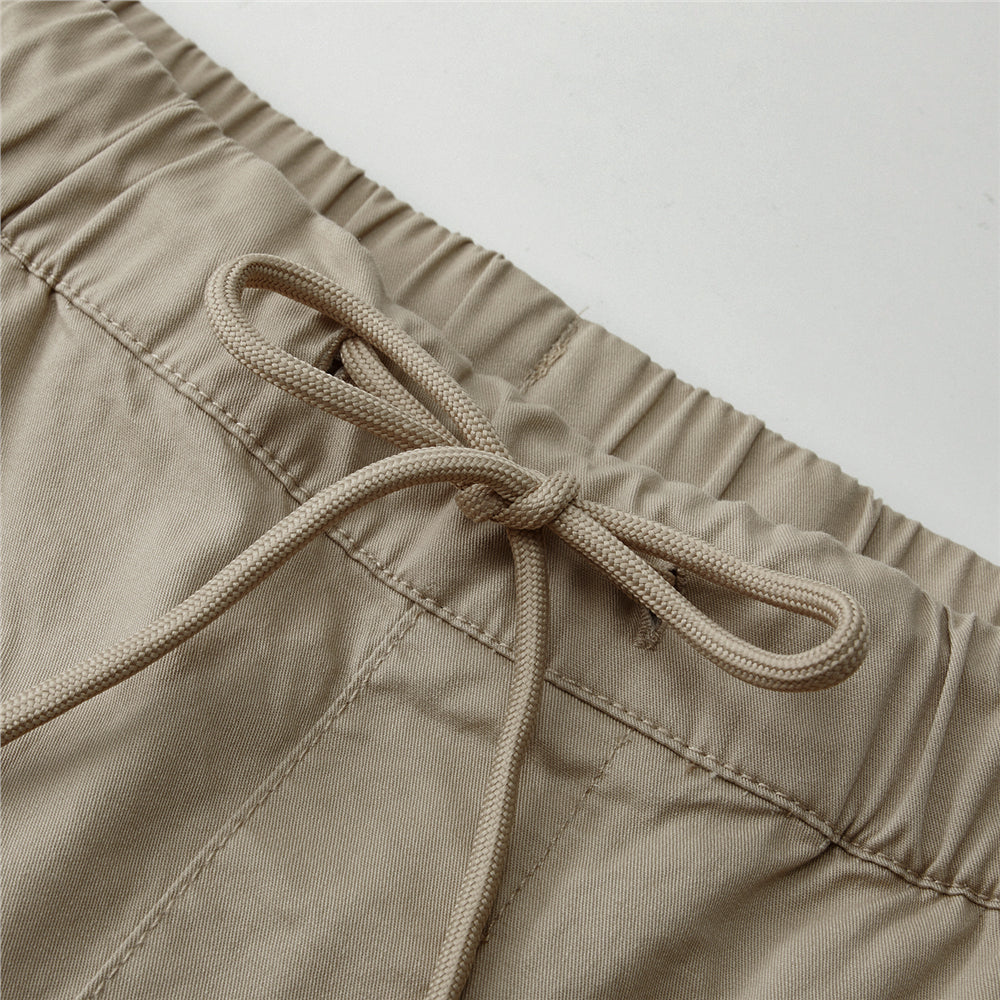 Men’s Relaxed Twill Mid-Rise Shorts with Elastic Waist