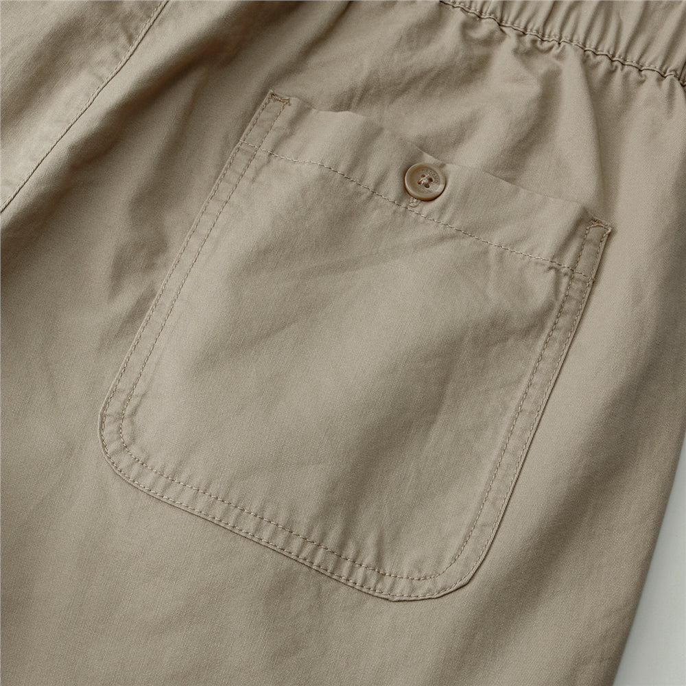 Men’s Relaxed Twill Mid-Rise Shorts with Elastic Waist