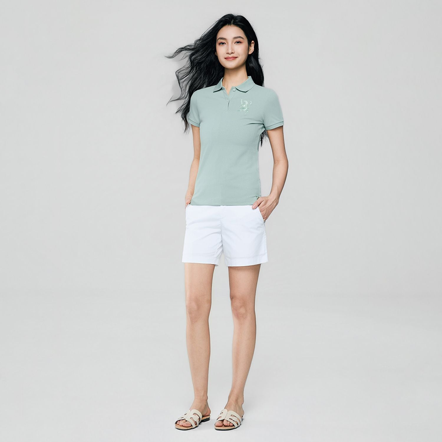 Women’s Slim Fit Embroidered 3D Lion Polo