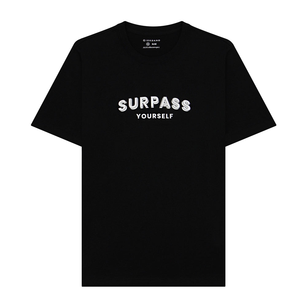 Men's Cotton Jersey Crew Neck Slim Fit Message Print Tee