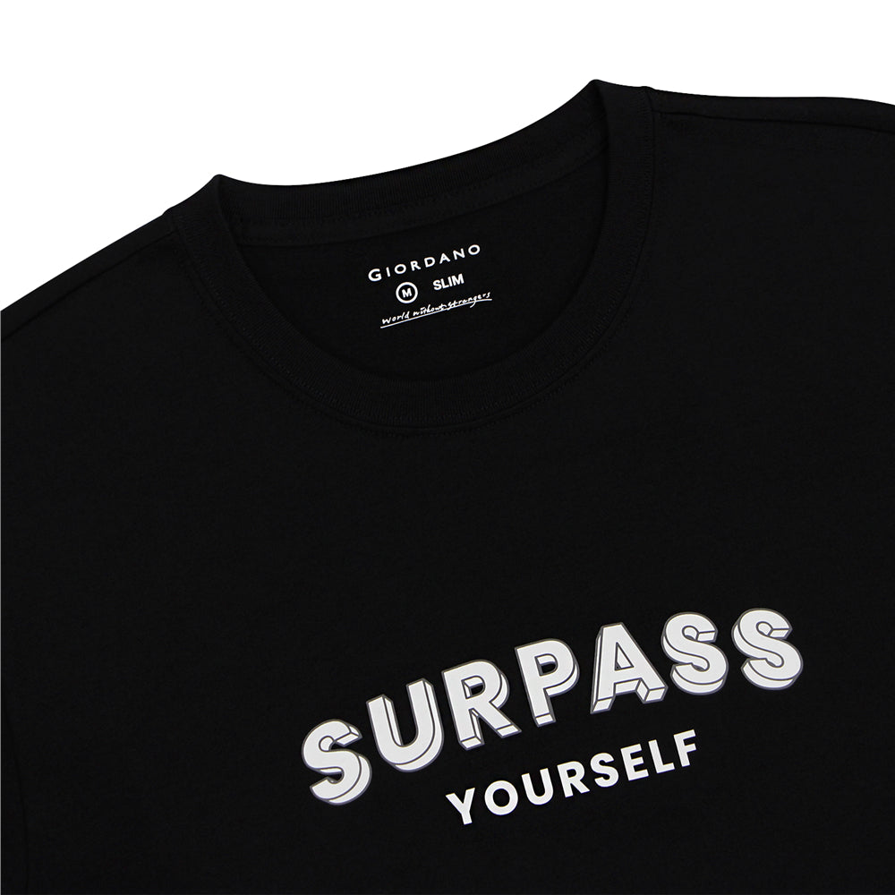 Men's Cotton Jersey Crew Neck Slim Fit Message Print Tee
