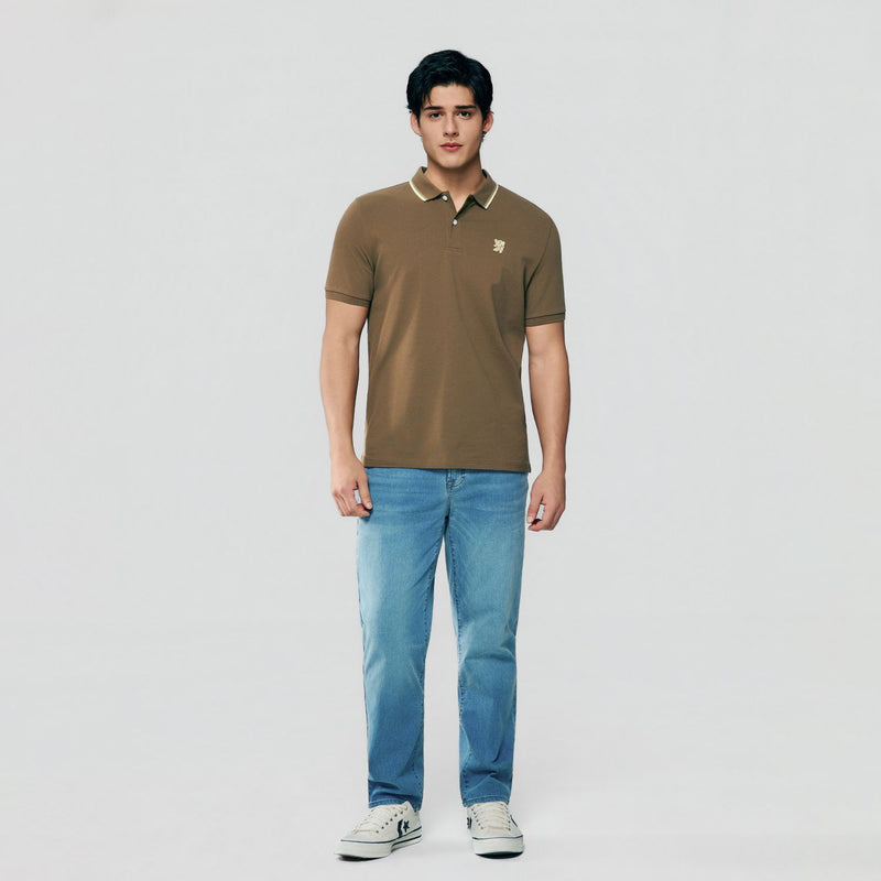 Men Slim Cotton Lycra Embroidered Polo