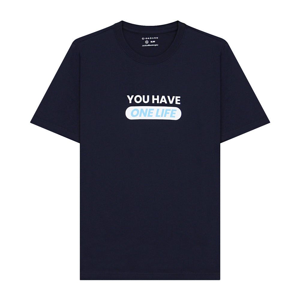 Men's Cotton Jersey Crew Neck Slim Fit Message Print Tee