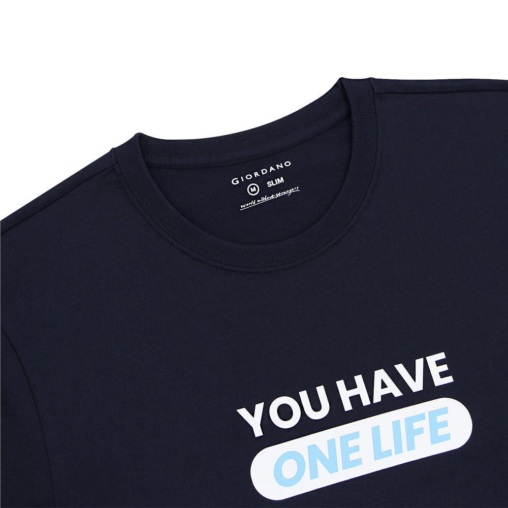 Men's Cotton Jersey Crew Neck Slim Fit Message Print Tee