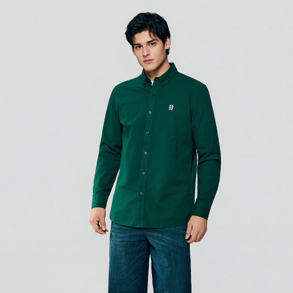 Men’s Cotton Slim Oxford Shirt with Embroidery