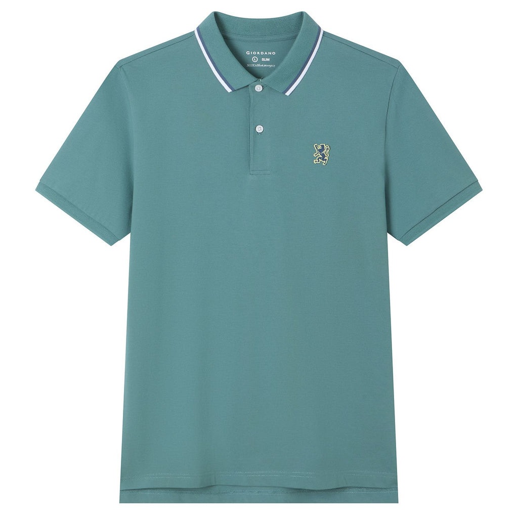 Men's Pique Embroidered Slim Polo