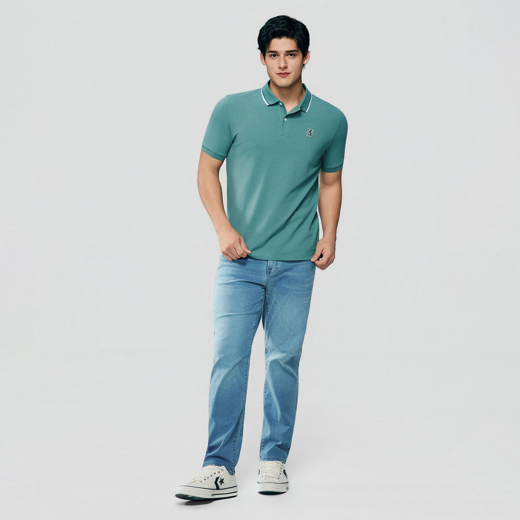 Men's Pique Embroidered Slim Polo