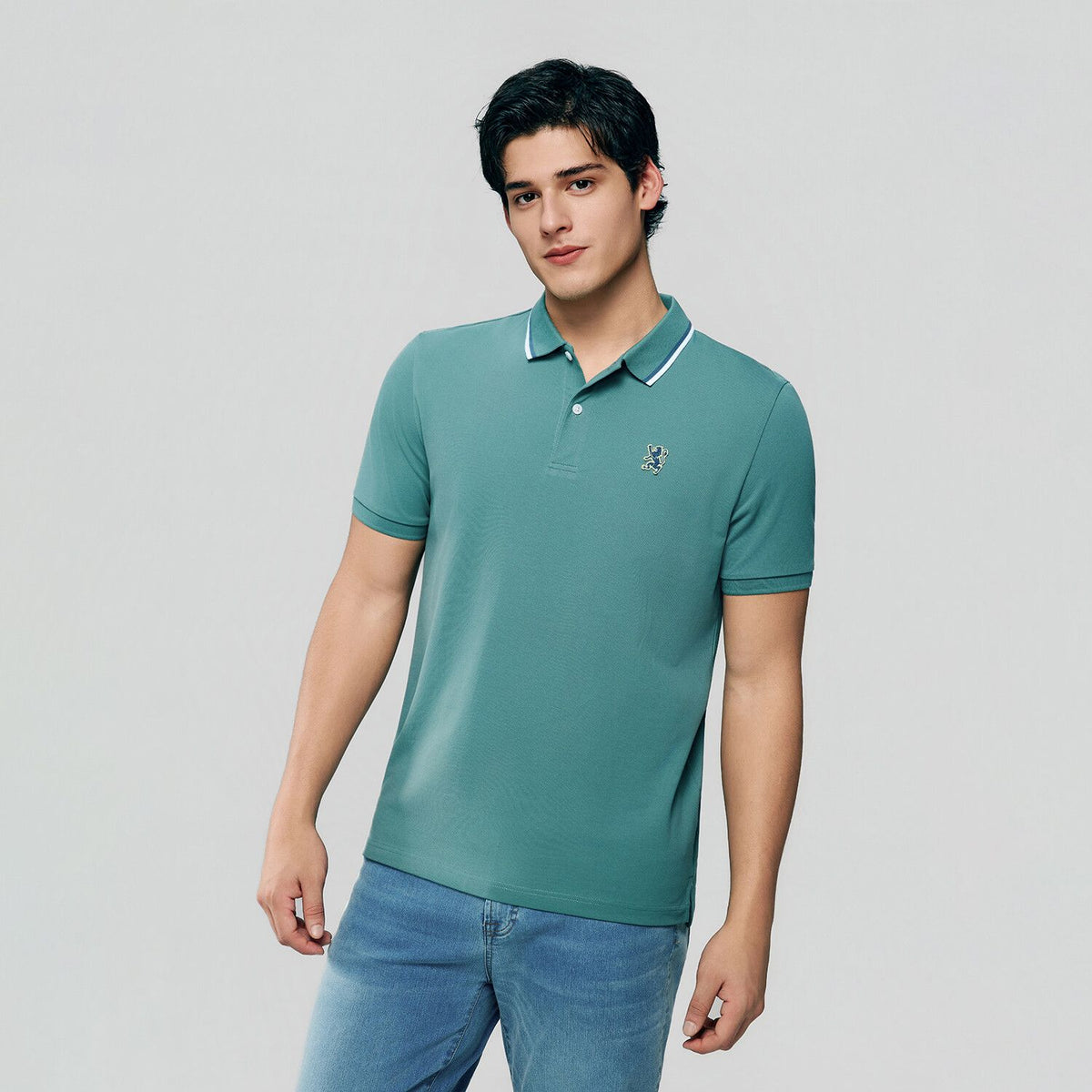 Men's Pique Embroidered Slim Polo
