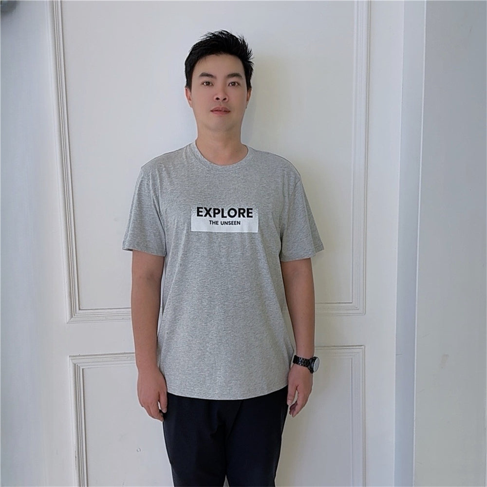 Men's Slim Fit Print Tee - Cotton Jersey, Crew Neck, Short Sleeve