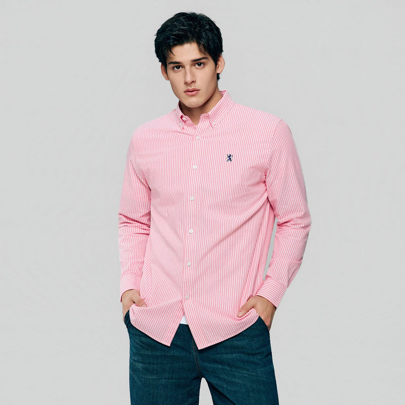 Men’s Cotton Slim Oxford Shirt with Embroidery