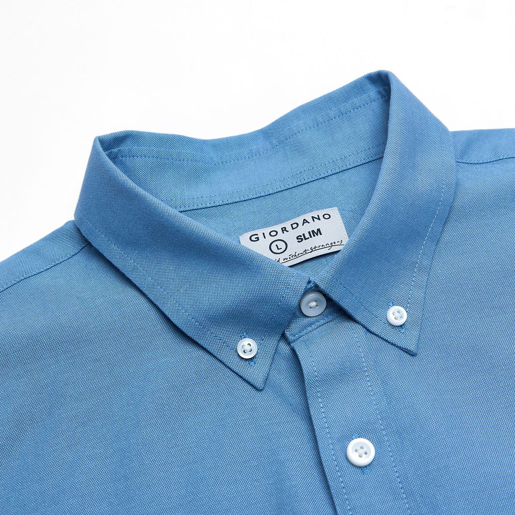 Men’s Cotton Oxford Slim Fit Short-Sleeve Shirt with Embroidery