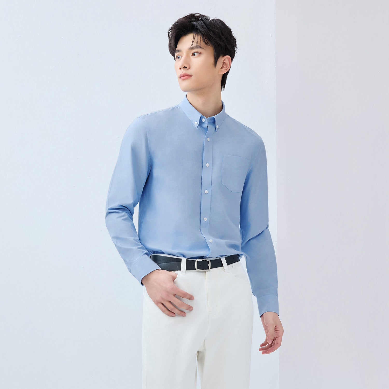 Men's Wrinkle-Free Cotton Oxford Long Sleeve Shirt