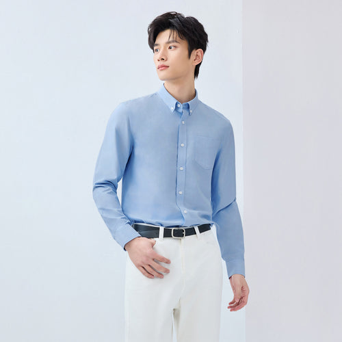 Men's Wrinkle-Free Cotton Oxford Long Sleeve Shirt
