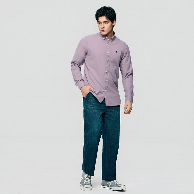 Men’s Cotton Slim Oxford Shirt with Embroidery