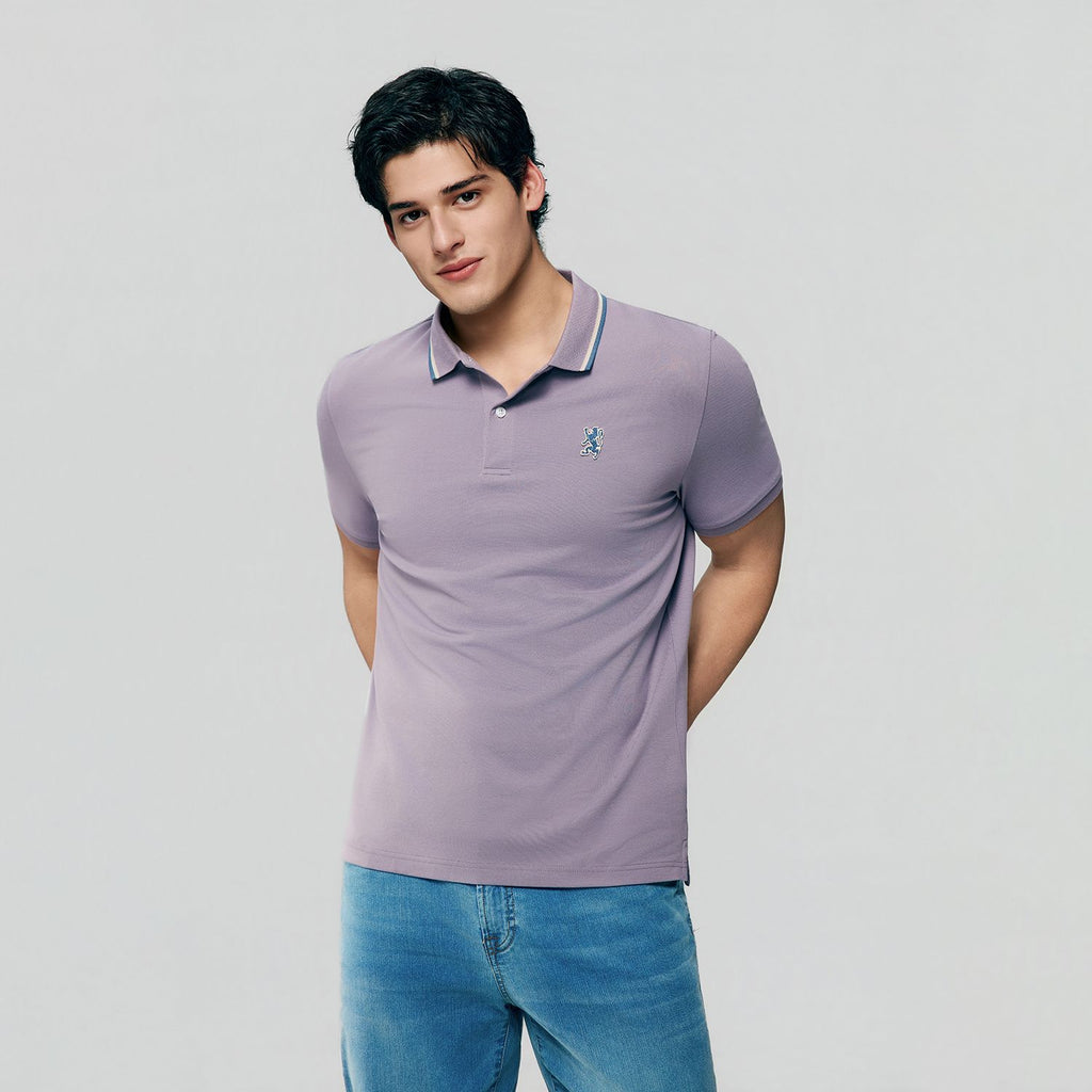 Men Slim Cotton Lycra Embroidered Polo