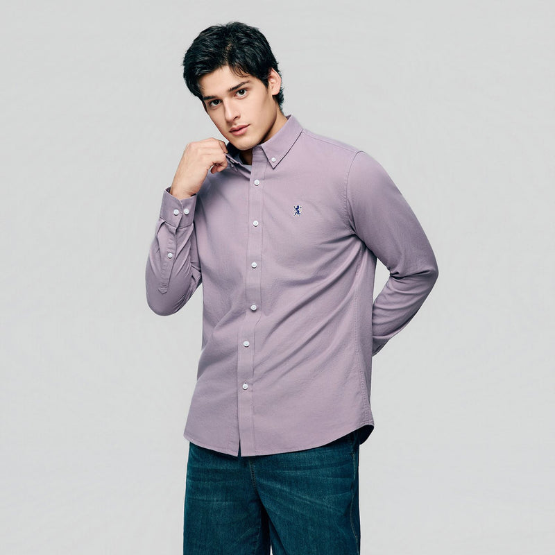 Men’s Cotton Slim Oxford Shirt with Embroidery