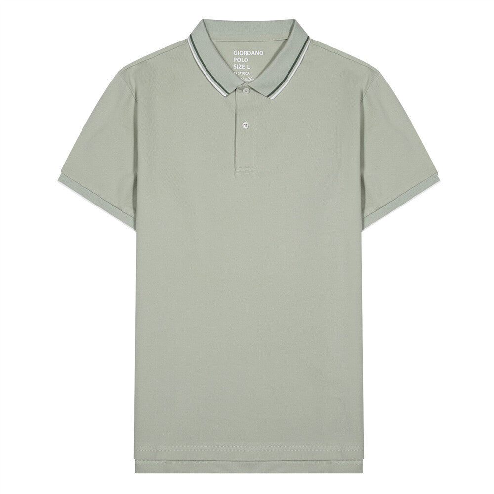 Giordano Men's Cotton Lycra Pique Slim Fit Polo-Green