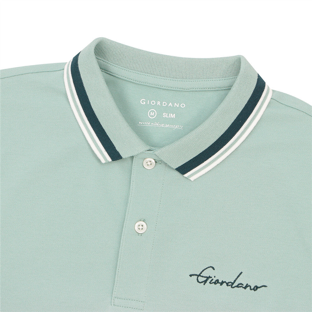 Men's Slim Fit Cotton Polo Shirt With Sailboat Embroidery