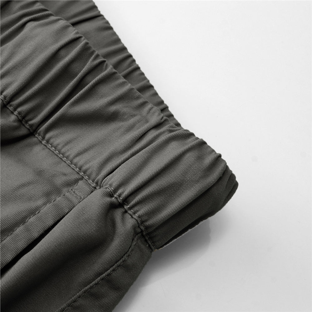 Men’s Relaxed Twill Mid-Rise Shorts with Elastic Waist