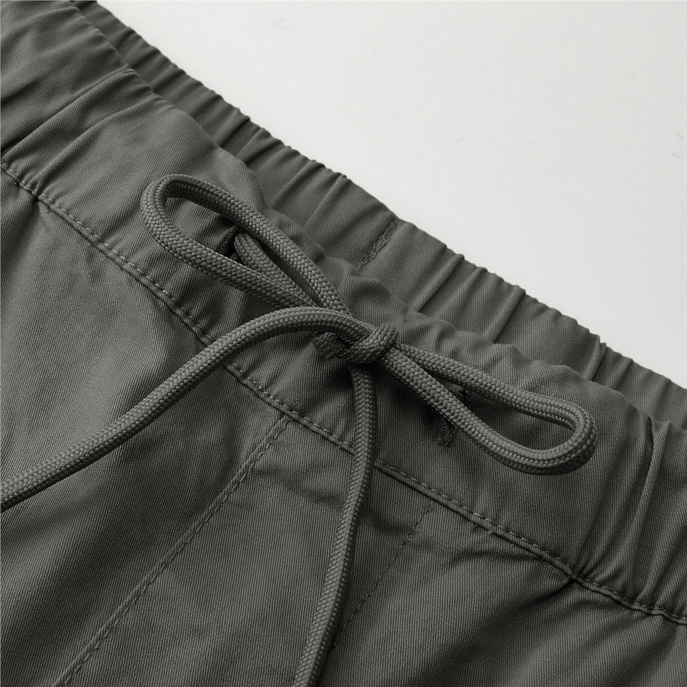 Men’s Relaxed Twill Mid-Rise Shorts with Elastic Waist