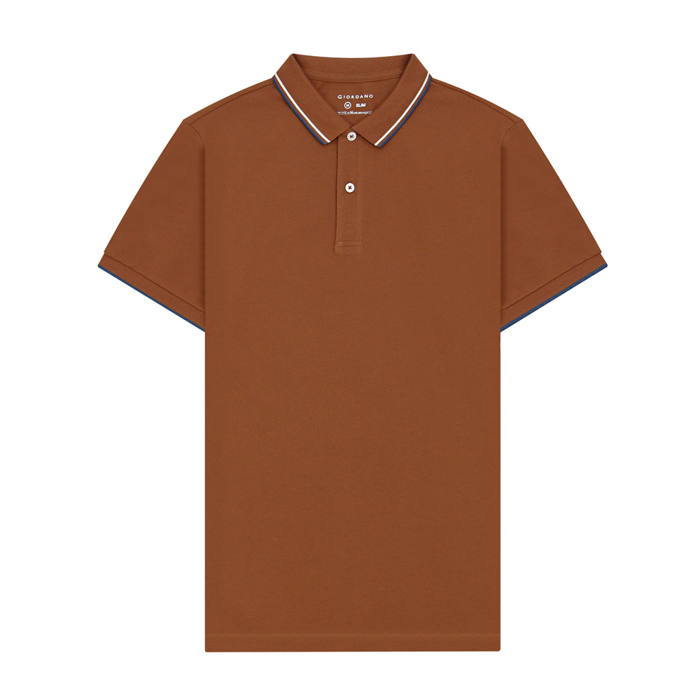 Giordano Men's Cotton Lycra Pique Slim Fit Polo-Brown