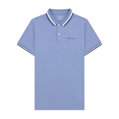 Giordano Men's Slim Fit Cotton Polo Shirt With Sailboat Embroidery-Blue