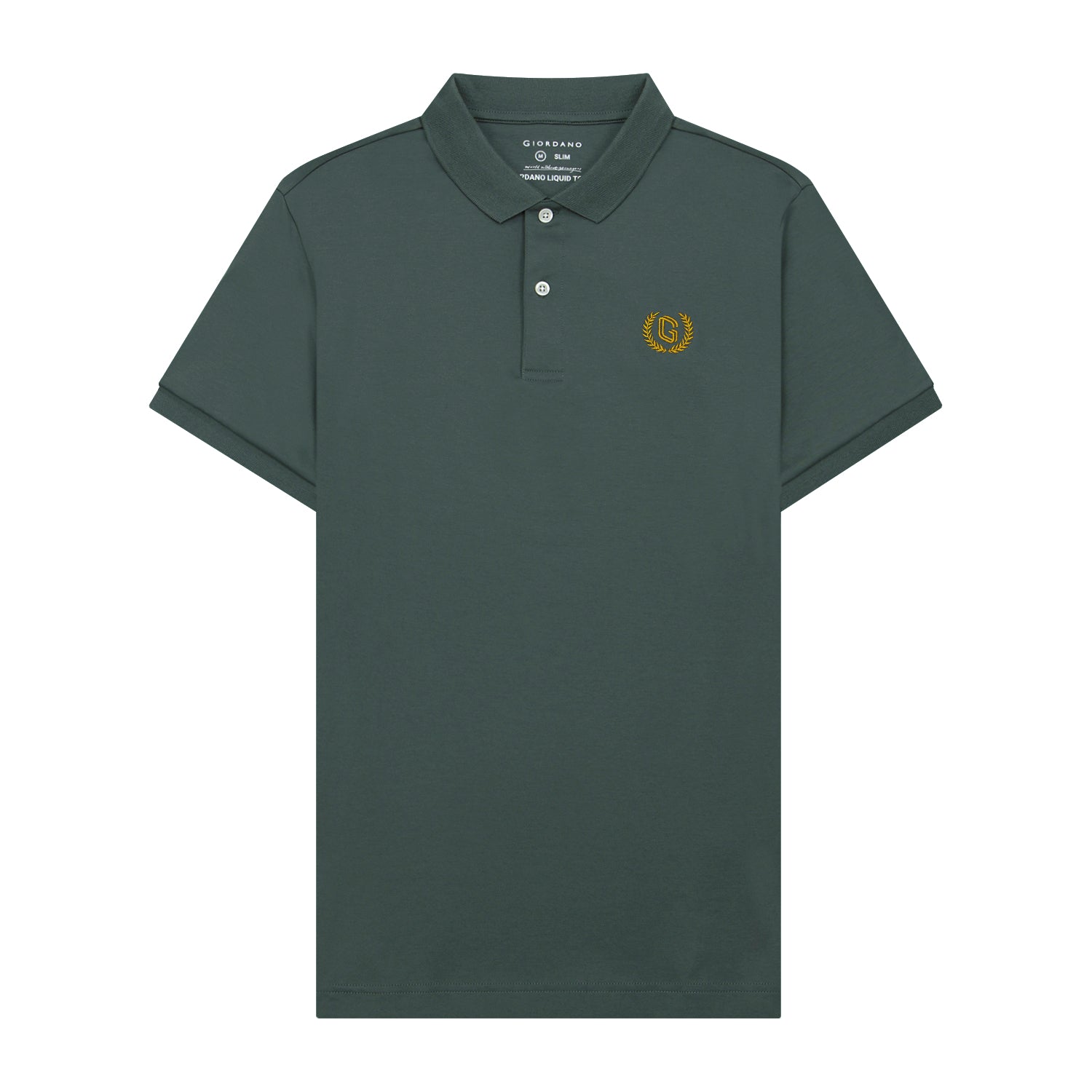 Giordano Men's Liquid Touch Polo: Slim Fit Comfort & Lasting Color-Green