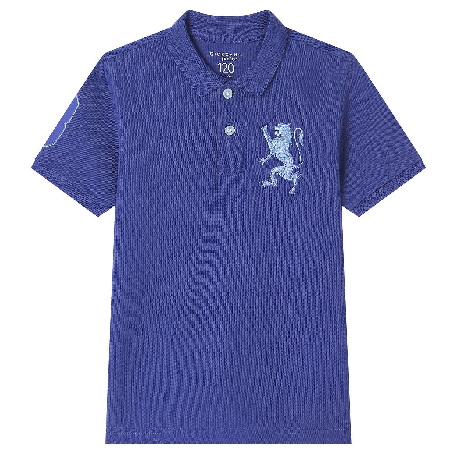 Kids’ Slim Fit Lion Embroidered Cotton Polo